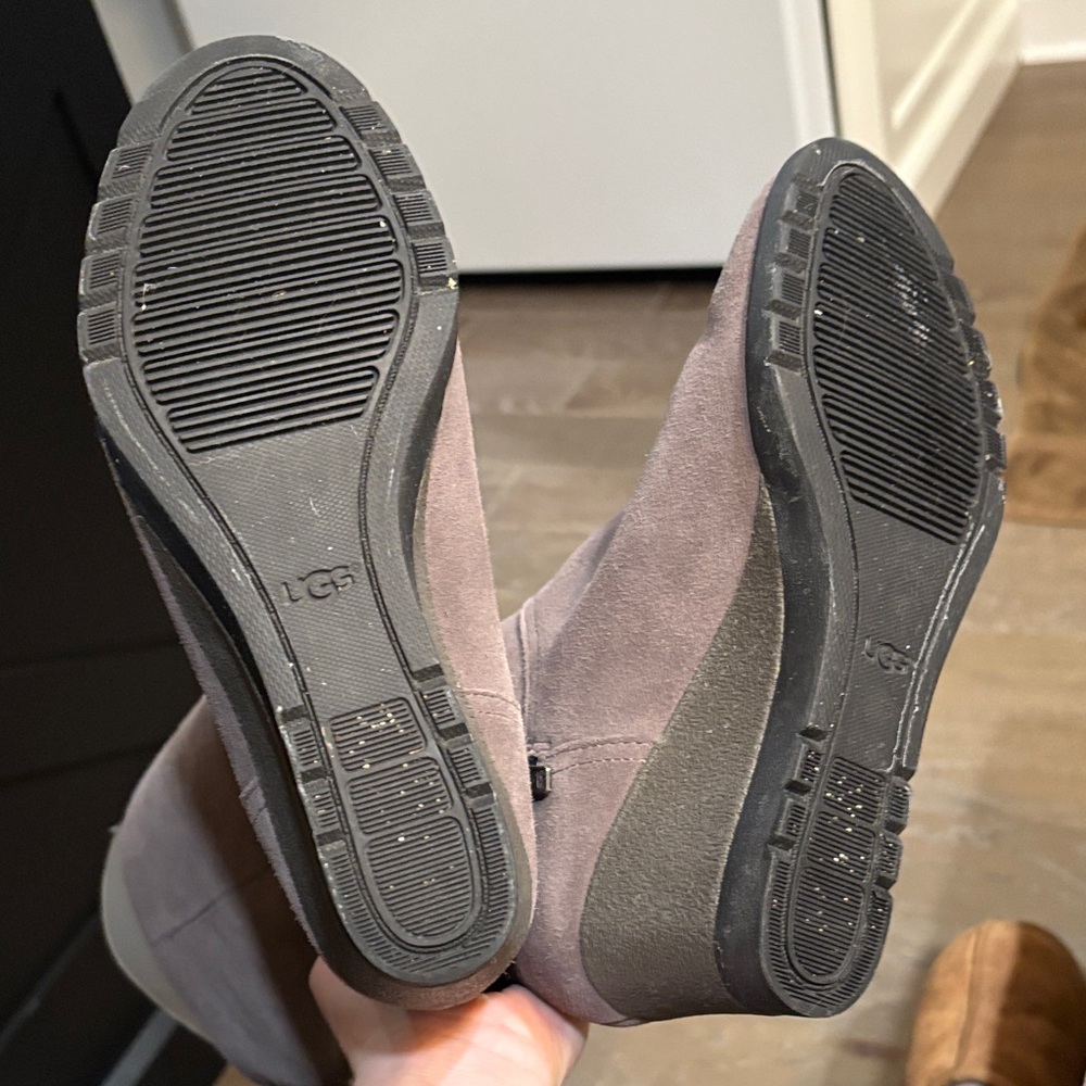 UGG Women's Taupe Suede Wedge Boots - Picture 12 of 15